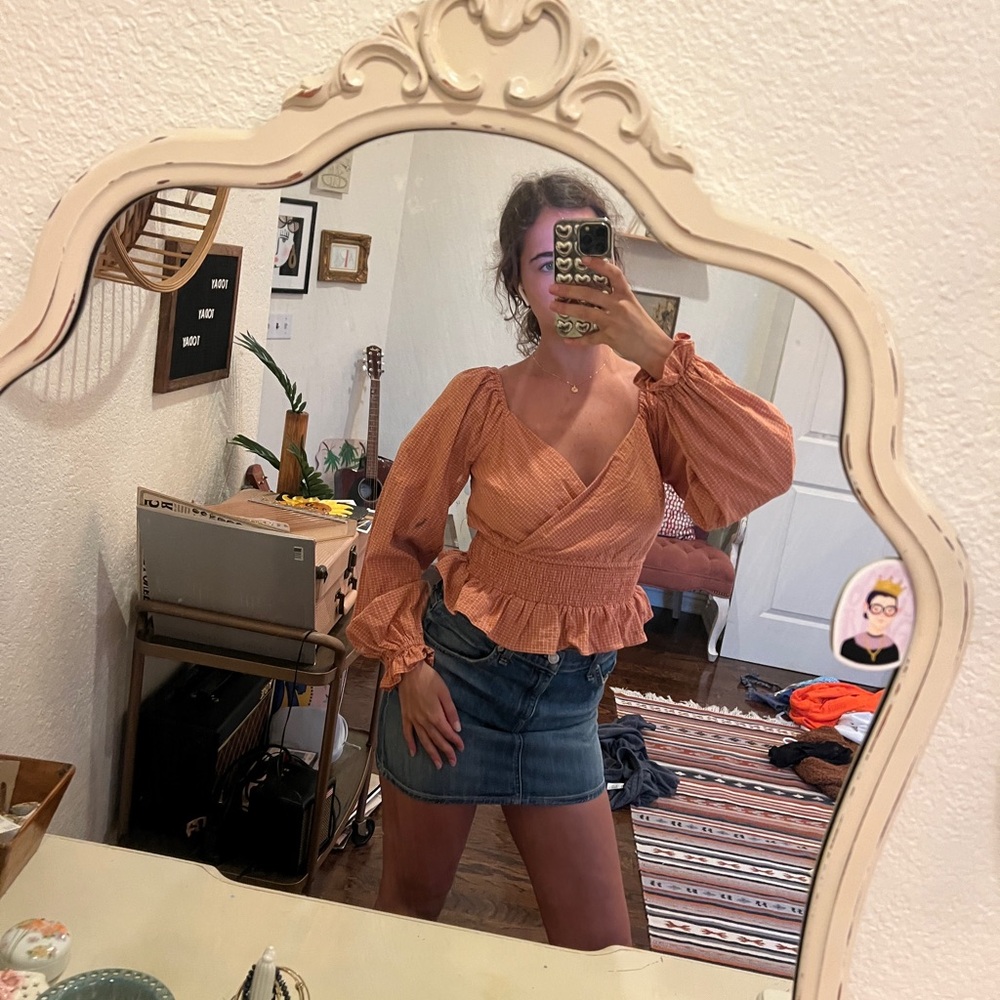 Women's Orange Wrap Top
